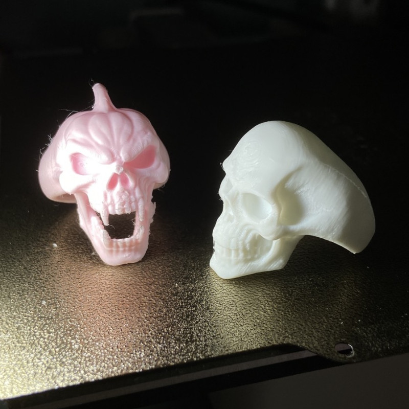 İnsan Kafatası vs Şeytan Kafatası Yüzük - 3D Baskı Aksesuar