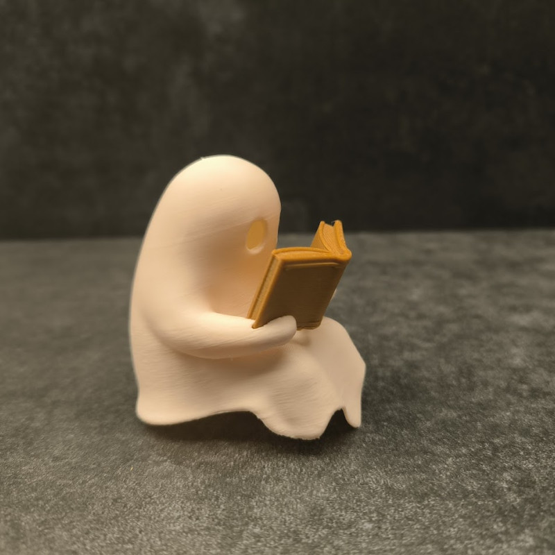 Hayalet Kitap Okuyucu 3D Baskı Dekor - Işıklı Halloween Aksesuarı