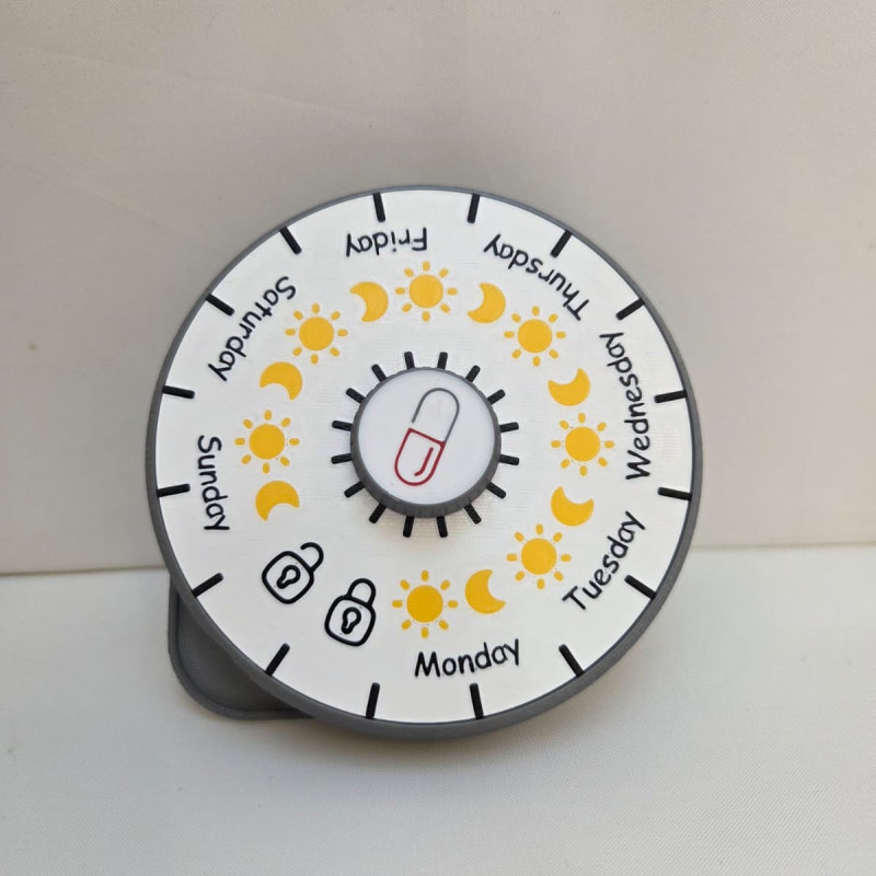 RotaDose Kendinden Kilitli Hap Dispanseri - 3D Baskı İlaç Organizatörü