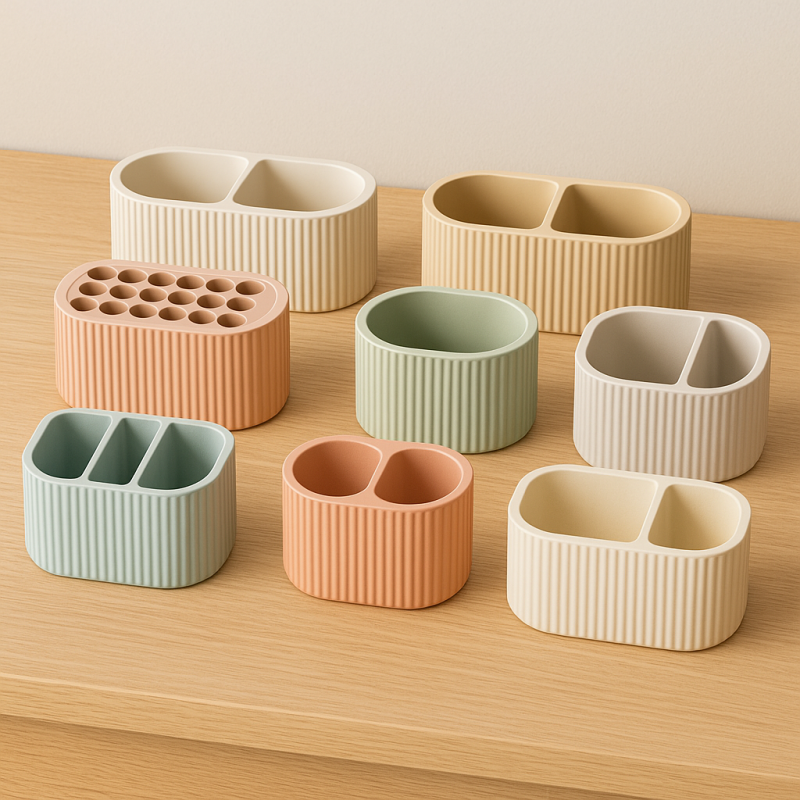 9 Çeşit Kabartmalı Oval Masa Organizatörü - 3D Baskı Ofis Aksesuarı