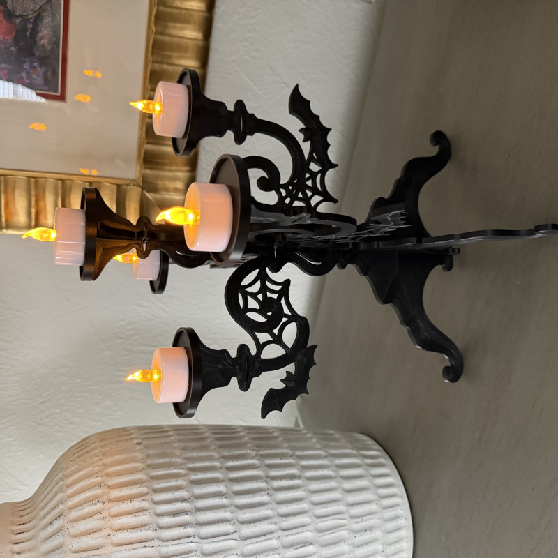 5li Çay Mumlu Dekoratif Yarasa Şamdan - 3D Baskı Ev Dekorasyonu