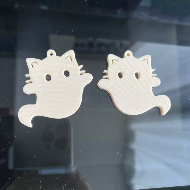 Sevimli Kedi Hayalet Küpe Çıngırağı - 3D Baskı Moda Aksesuarı