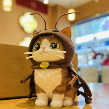 Hamamböceği Kostümlü Kedi 3D Baskı Figür - Renklendirilebilir Mini Oyuncak