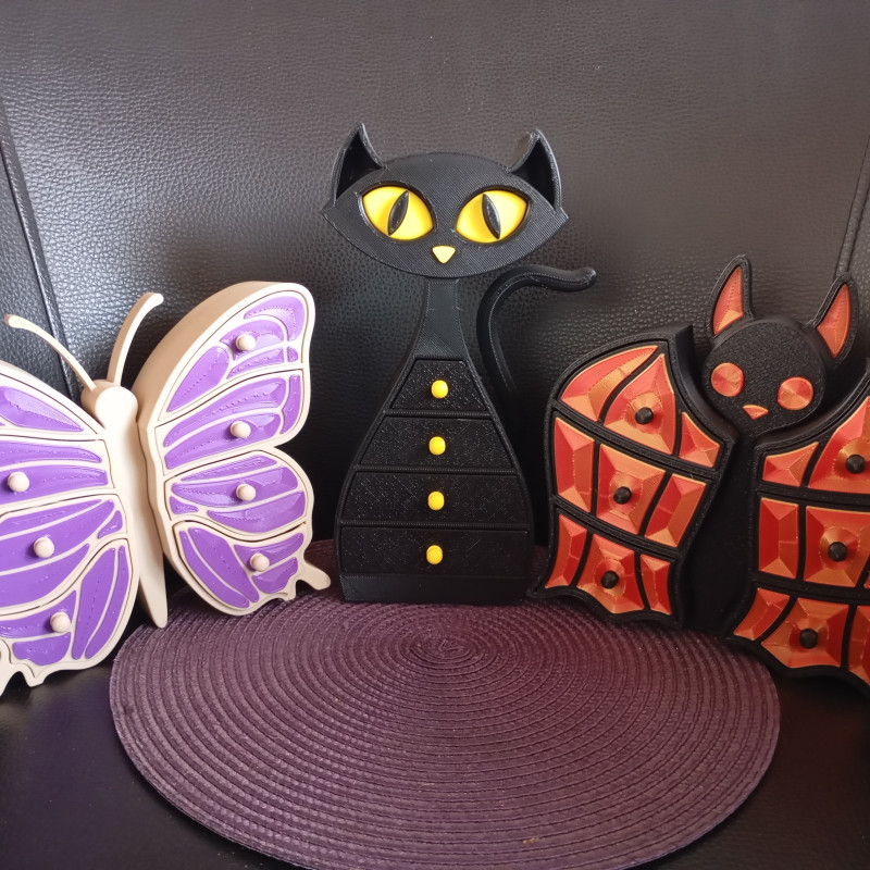 Yarasa Şekilli 3D Baskı Takı Kutusu - Gotik Tarz Dekor