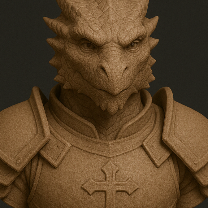 Fantastik Ejderdoğumlu Paladin Büstü - 3D Baskı Heykel Fantastik Ejderdoğumlu Paladin Büstü - 3D Baskı Heykel