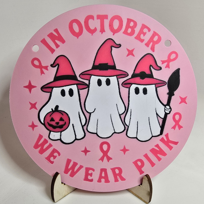 Pembe Farkındalık Duvar Plakası - 3D Baskı Meme Kanseri Sembolü