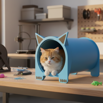 3D Baskı Kedi Evi Barınağı - Dayanıklı ve Şık Evcil Hayvan Yuvası