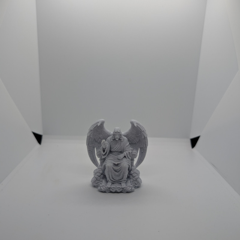 İsa Melek Kanatlı İlahi Taht Heykeli - 3D Baskı Dini Dekor