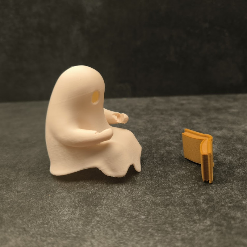 Hayalet Kitap Okuyucu 3D Baskı Dekor - Işıklı Halloween Aksesuarı