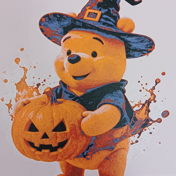 Cadılar Bayramı Winnie The Pooh 3D Baskı Tablo - Renkli HueForge Tasarım