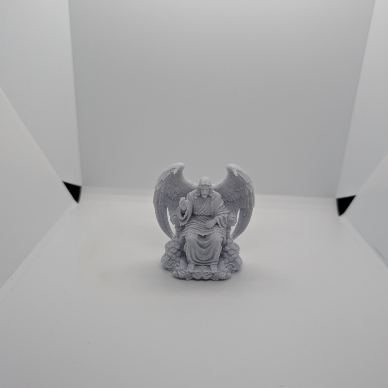 İsa Melek Kanatlı İlahi Taht Heykeli - 3D Baskı Dini Dekor