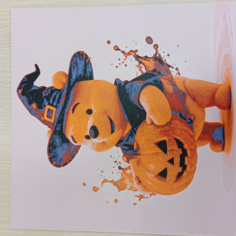 Cadılar Bayramı Winnie The Pooh 3D Baskı Tablo - Renkli HueForge Tasarım