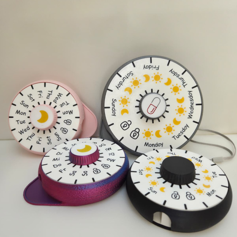 RotaDose Kendinden Kilitli Hap Dispanseri - 3D Baskı İlaç Organizatörü