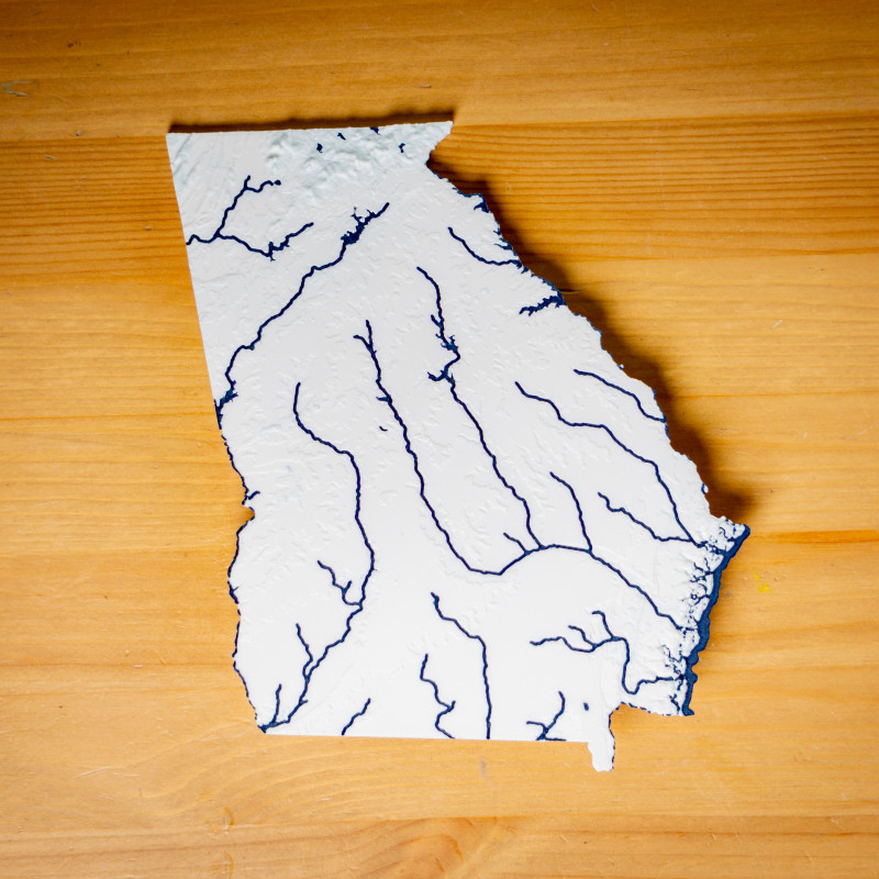 Georgia ABD 3D Topoğrafik Harita - Eğitim ve Dekorasyon