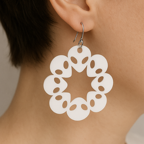 Sevimli Kedi Hayalet Küpe Çıngırağı - 3D Baskı Moda Aksesuarı