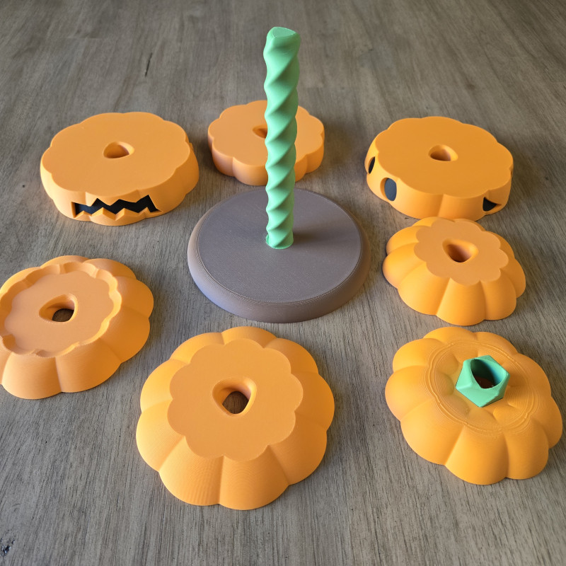 Dönen Yığılabilir Balkabağı Oyuncak - 3D Baskı Eğitici Oyun Dönen Yığılabilir Balkabağı Oyuncak - 3D Baskı Eğitici Oyun