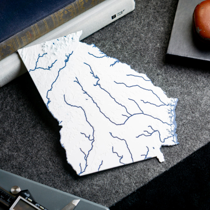 Georgia ABD 3D Topoğrafik Harita - Eğitim ve Dekorasyon