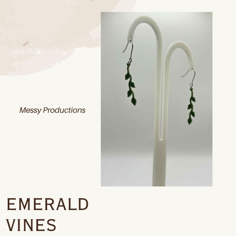 Doğa Esintili Orman Sarmaşığı 3D Baskı Küpe - PLA Malzeme