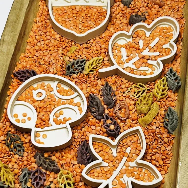 Sonbahar Duyusal Yaprak Tepsileri - 3D Baskı Eğitici Oyuncak