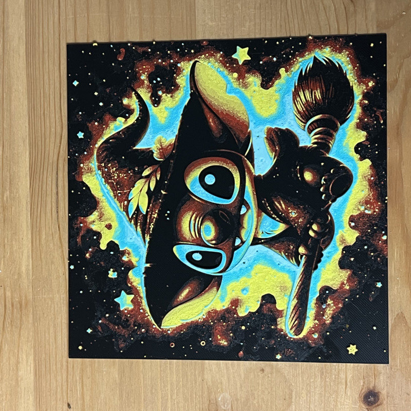 Stitch Renkli 3D Baskı Duvar Dekoru - Hueforge Modeli