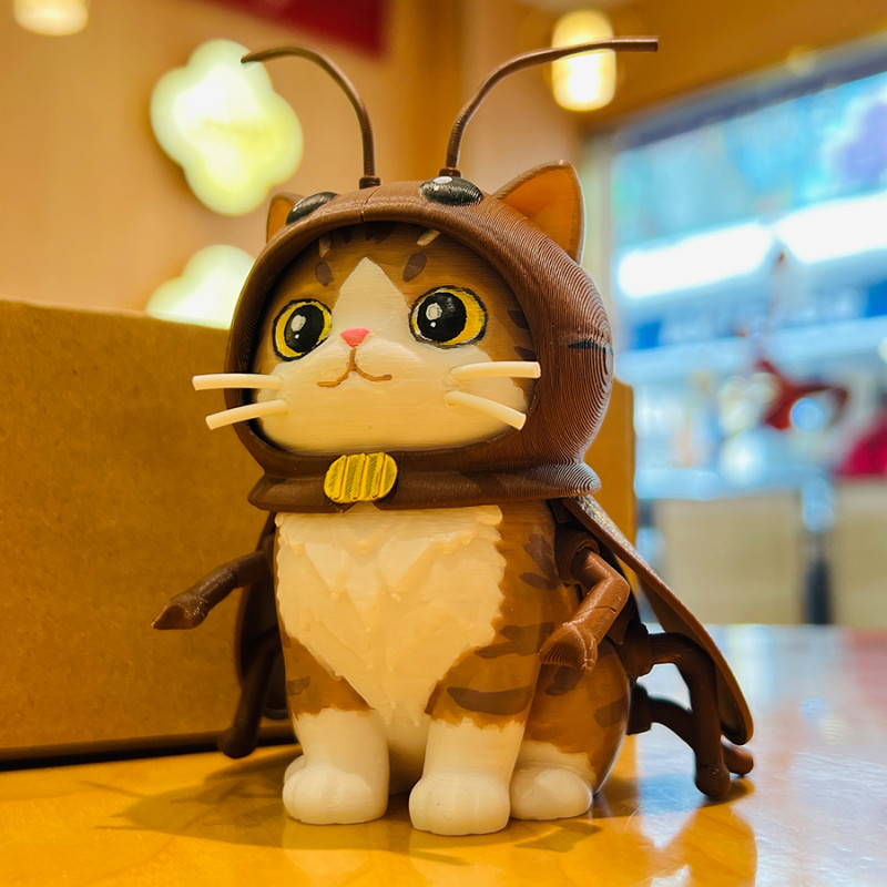 Hamamböceği Kostümlü Kedi 3D Baskı Figür - Renklendirilebilir Mini Oyuncak Hamamböceği Kostümlü Kedi 3D Baskı Figür - Renklendirilebilir Mini Oyuncak