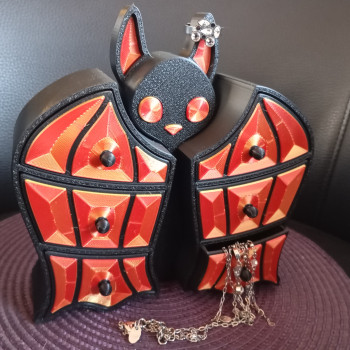 Yarasa Şekilli 3D Baskı Takı Kutusu - Gotik Tarz Dekor