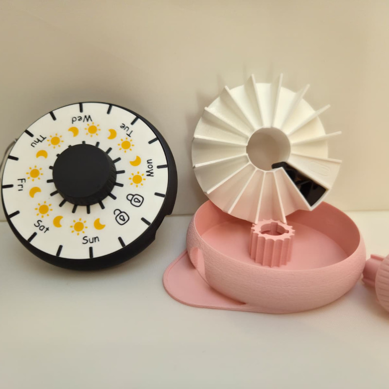 RotaDose Kendinden Kilitli Hap Dispanseri - 3D Baskı İlaç Organizatörü