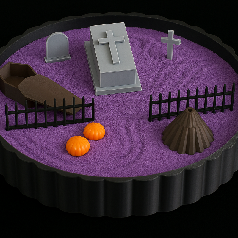 Cadılar Bayramı Zen Bahçesi - Ürkütücü Mezarlık Seti 3D Baskı