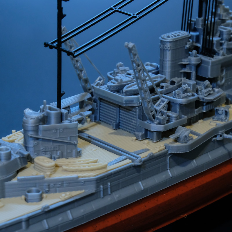 HMS Warspite 1942 3D Baskı Savaş Gemisi Modeli - 1:625 Ölçek