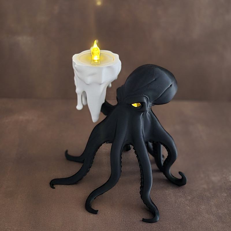 Cadılar Bayramı Ahtapot LED Mumluk - 3D Baskı Dekorasyon