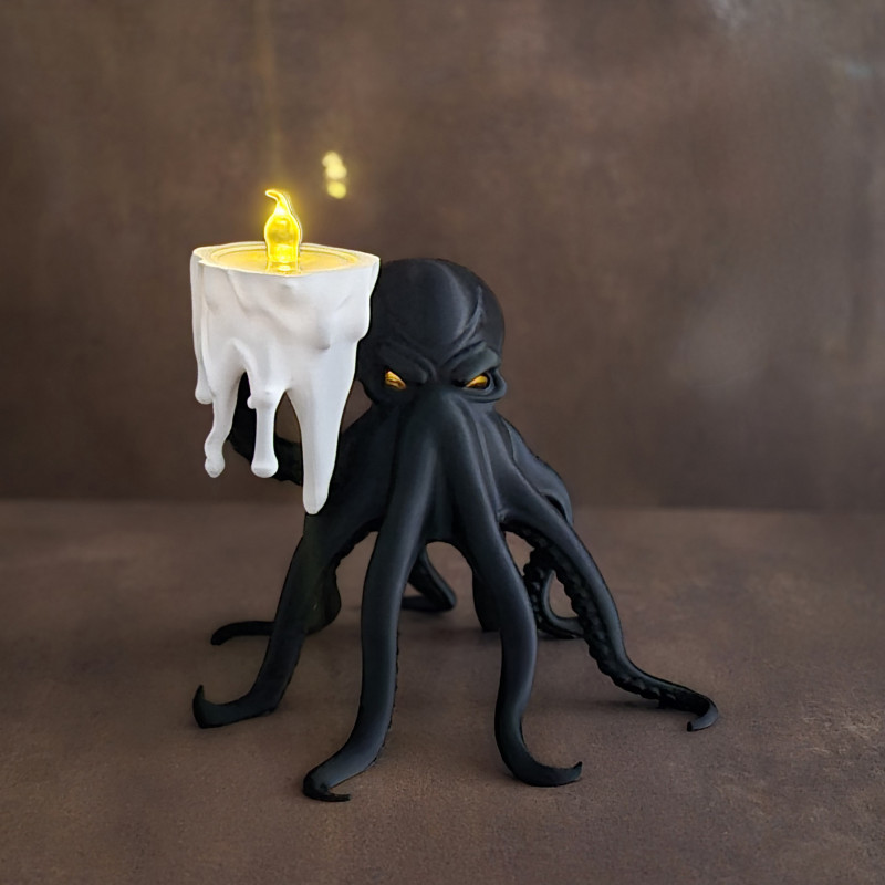 Cadılar Bayramı Ahtapot LED Mumluk - 3D Baskı Dekorasyon