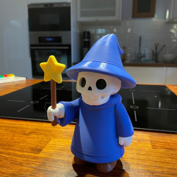 Monte Edilebilir İskelet Büyücü 3D Baskı Modeli - Renkli Mini Figür