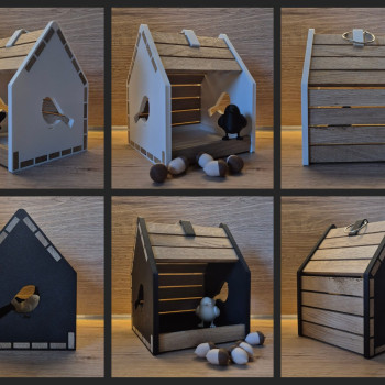 Ahşap Bloklu 3D Baskı Kuş Evi - Pratik ve Dekoratif