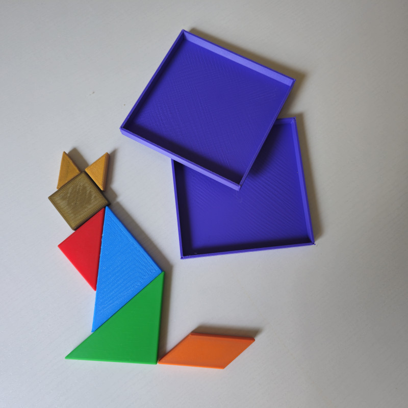 Renkli Tangram Blokları ve Saklama Kutusu - Eğitici 3D Baskı Oyun Seti