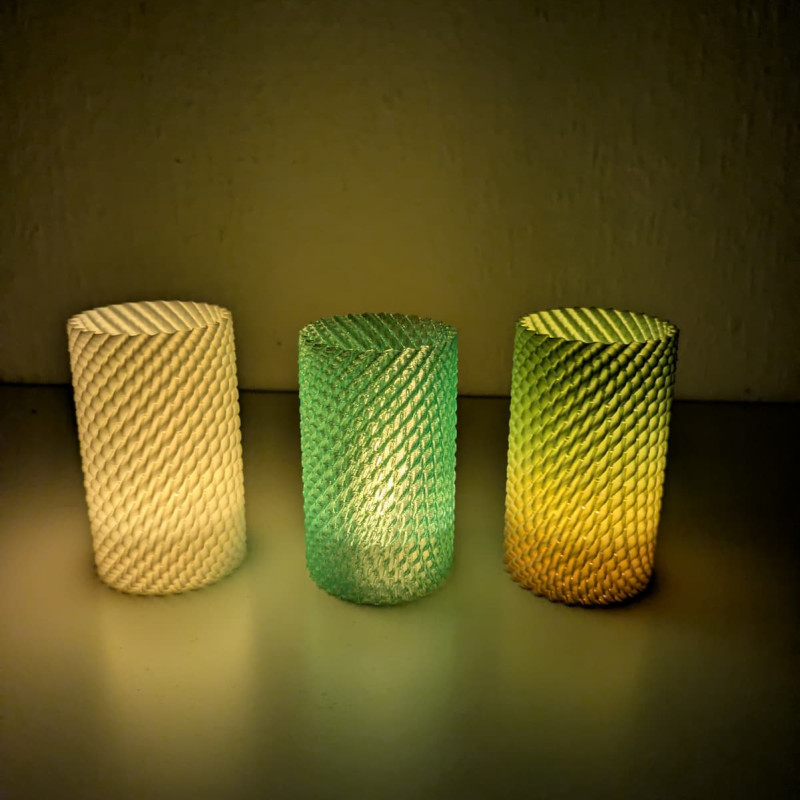 3D Baskılı Vazo Modu Tealight Abajur - Dekoratif Mum Işığı