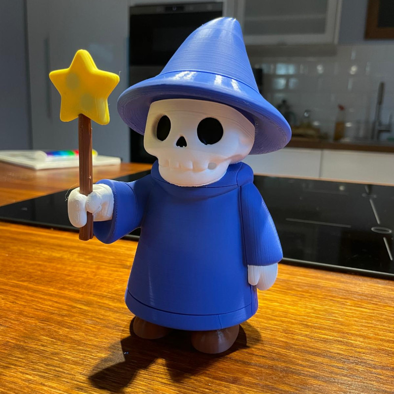 Monte Edilebilir İskelet Büyücü 3D Baskı Modeli - Renkli Mini Figür