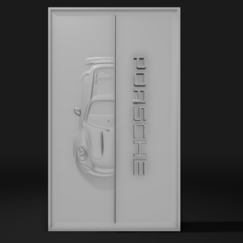 Porsche 911 Rölyef Duvar Dekoru - 3D Baskılı Otomobil Sanatı