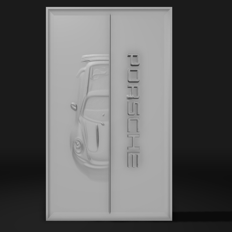 Porsche 911 Rölyef Duvar Dekoru - 3D Baskılı Otomobil Sanatı