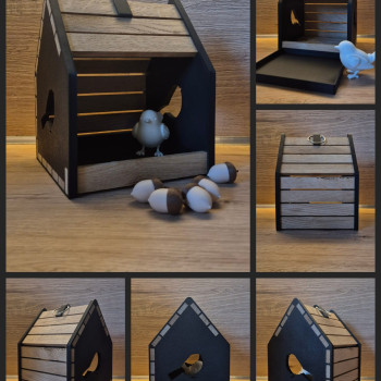 Ahşap Bloklu 3D Baskı Kuş Evi - Pratik ve Dekoratif