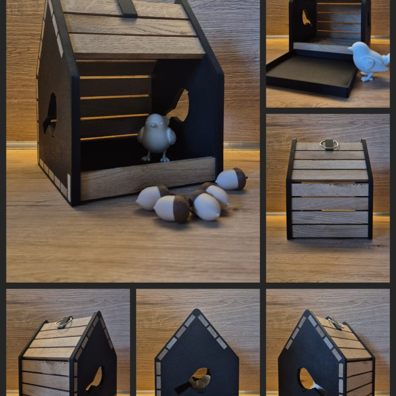 Ahşap Bloklu 3D Baskı Kuş Evi - Pratik ve Dekoratif