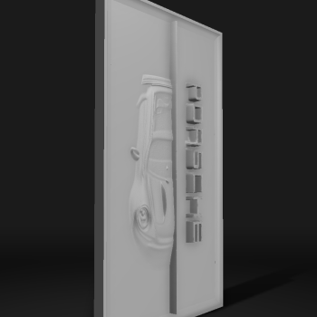 Porsche 911 Rölyef Duvar Dekoru - 3D Baskılı Otomobil Sanatı