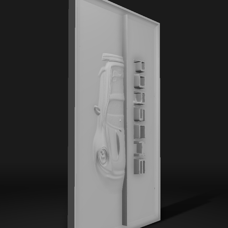 Porsche 911 Rölyef Duvar Dekoru - 3D Baskılı Otomobil Sanatı