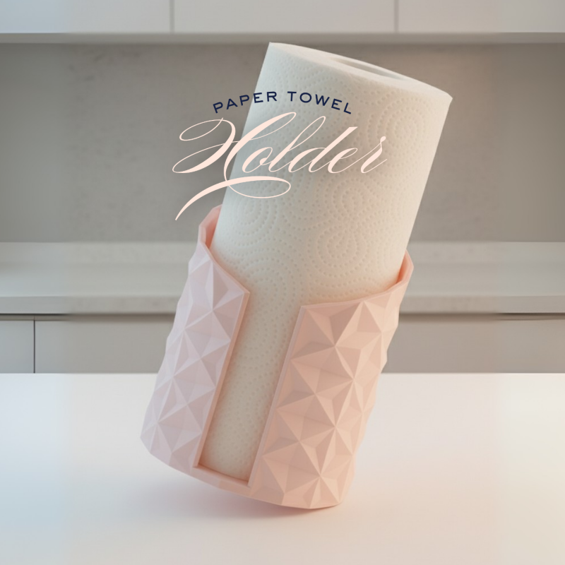 Geometrik Kağıt Havlu Tutucu - Minimalist 3D Baskı Mutfak Aksesuarı