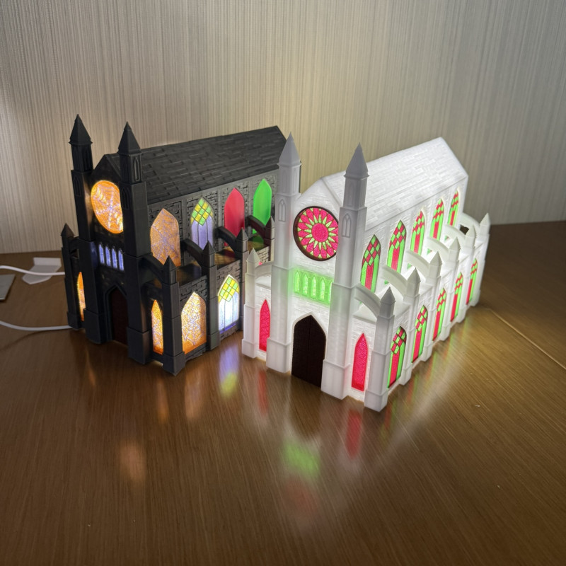 Değiştirilebilir Pencereli Katedral 3D Baskı Dekor - Tatil Temalı