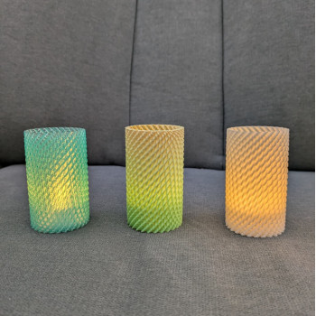 3D Baskılı Vazo Modu Tealight Abajur - Dekoratif Mum Işığı