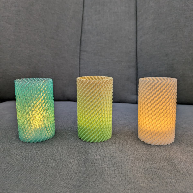 3D Baskılı Vazo Modu Tealight Abajur - Dekoratif Mum Işığı