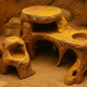 Çöl Sığınağı Besleyici Teraryum Mağarası - 3D Baskı Evcil Hayvan Aksesuarı