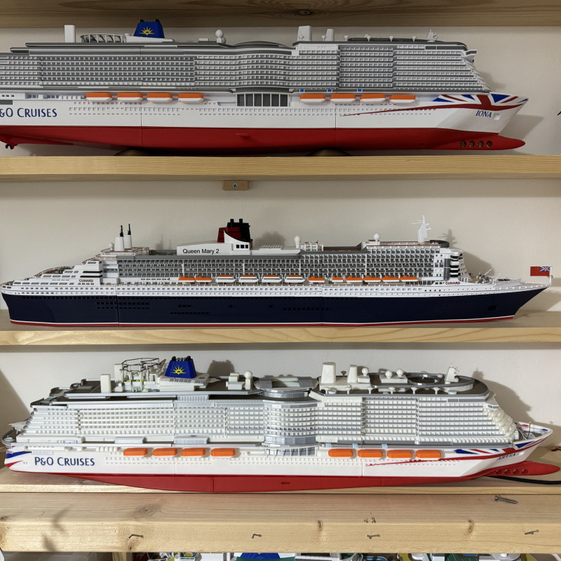 Cunard Queen Mary 2 1:500 Ölçekli Çok Renkli 3D Baskı Gemi Modeli