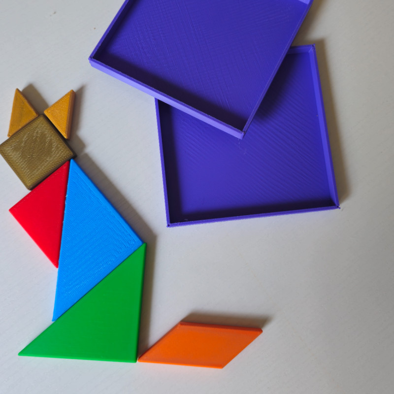 Renkli Tangram Blokları ve Saklama Kutusu - Eğitici 3D Baskı Oyun Seti