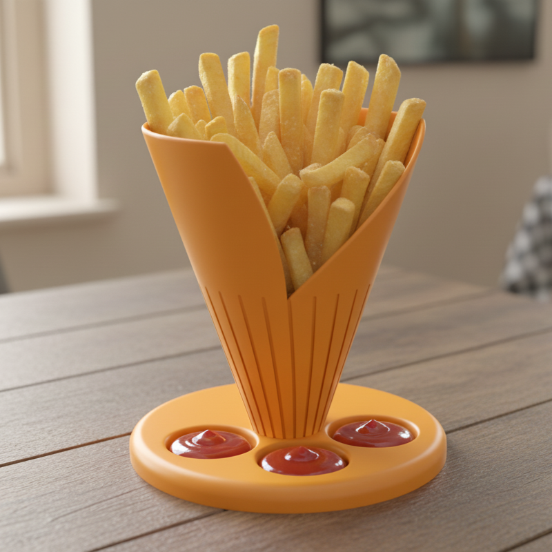 3D Baskı Patates Kızartması ve Ketçap Uzay Tasarımı Bardak